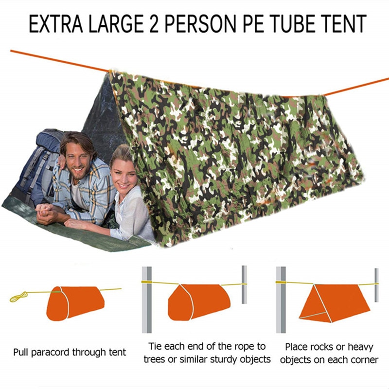 2-4 personers mylar nødrørstelt shelter overlevelsestelt let vandtæt termisk nødtæppe til campingvandring
