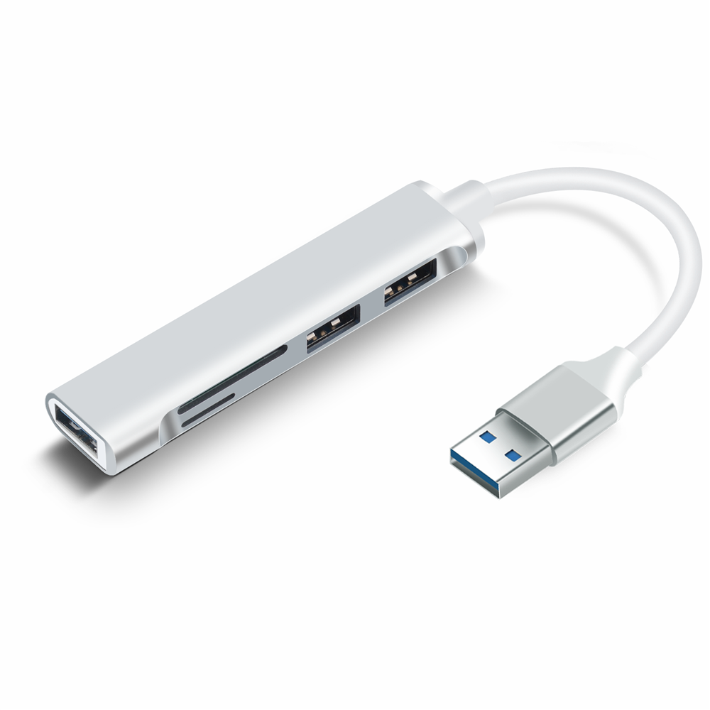 Lecteur de carte HUB USB 3.0 à 3 ports USB C type c répartiteur Mini lecteur de cartes 2 en 1 pour SD TF Micro SD pour Windows Vist: MARRON