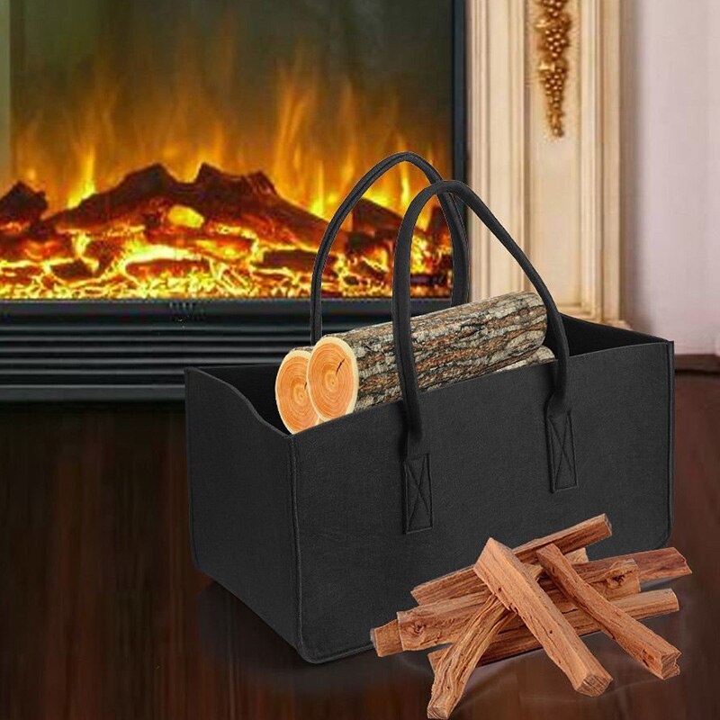 Haardhoutmand, Opvouwbare Houten Mand Voor Haardhout, Grote Vilten Tas Van Extra Dik Vilt Vilten Mand Voor Vuur Open Haard Brandhout Als Boodschappenmand Boodschappentas 45 X 32 X 40 Cm