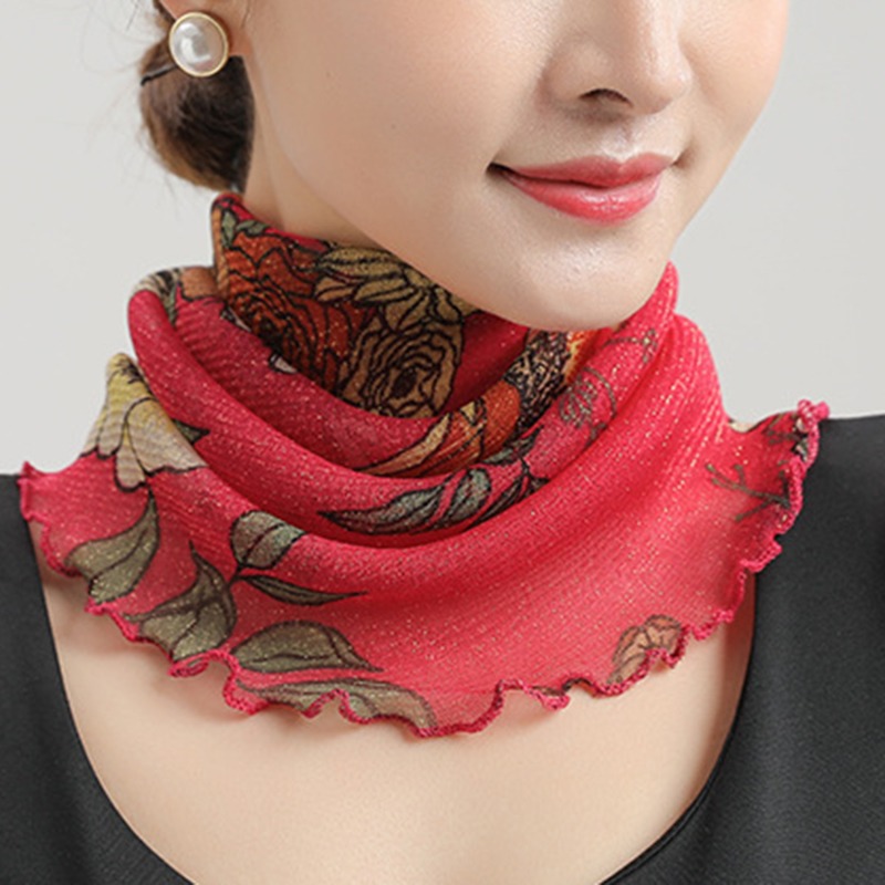 Spring Summer Chiffon Neck Collar Scarf Women Head Thin Sunscreen Variety Small Silk Anti-Uv Scarf Mask Multi-Function Scarf: black