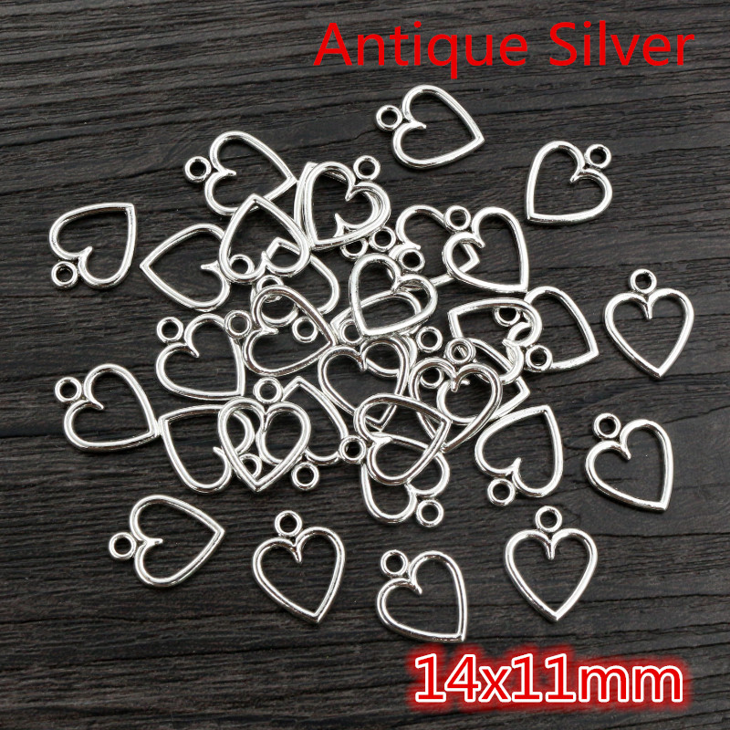 100 piezas imagen Color corazones huecos geometría colgante de aleación de Metal bricolaje collar pulsera pendientes: orange