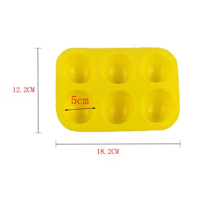 6 Gaten Силиконовые Формы Siliconen Bakvorm Voor Bakken 3D Bakvormen Chocolade Half Ball Mold Cupcake Taart Keukengereedschap: Yellow