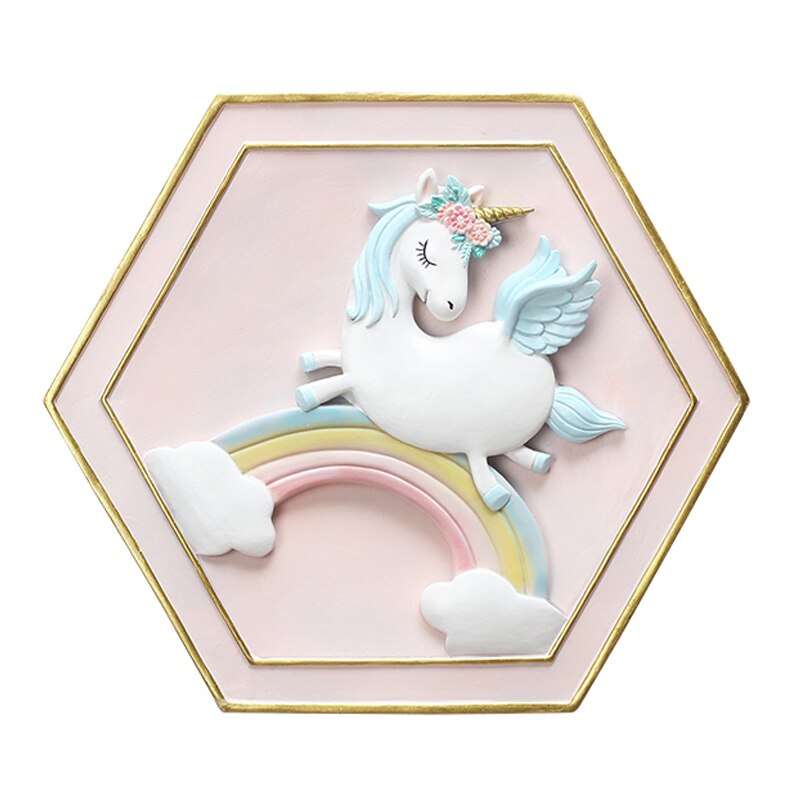 Unicorn väggdekoration vardagsrum bakgrund väggdekor flickarumdekoration babyflickorum dekor djurhuvud