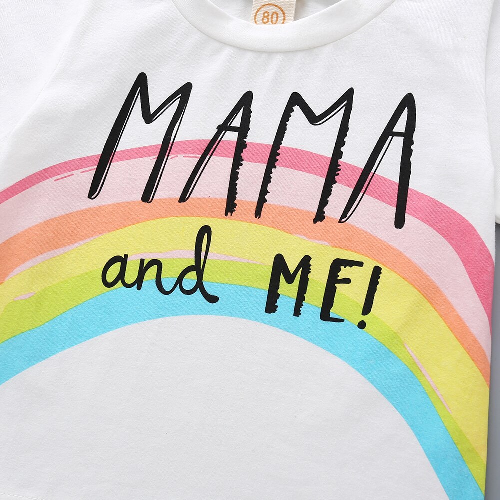 3-24M Neugeborenes Art freundlicher Baby Mädchen T-Shirt Sommer Regenbogen knapp aufbringen Koreanische Kurzarm Rundhals zur Seite fahren oben T Shirt