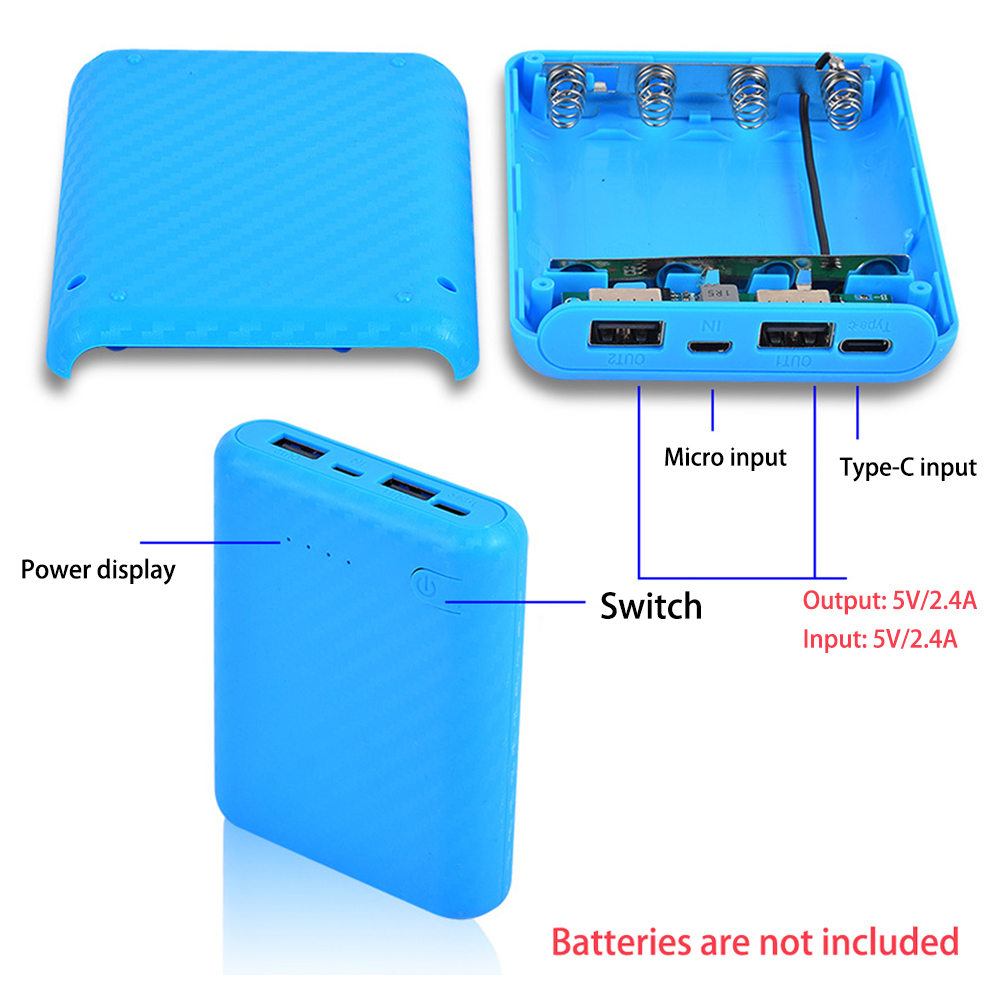 Caja de batería 18650 de 4 ranuras, carcasa de cargador de Banco de energía DIY, caja de carga de baterías, Mini caja de Banco de fuente de alimentación sin soldadura