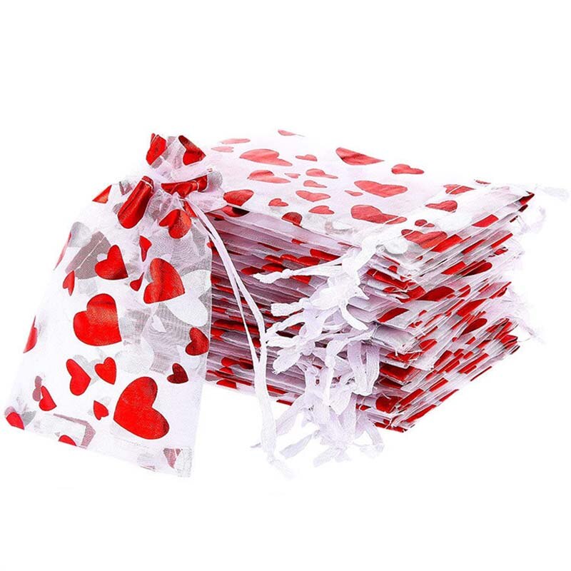 10Pcs Organza Candy Bags Drawable Chocolate Bag For Wedding Party Goodie Packing Favors Pouch Valentines Day Party Storage