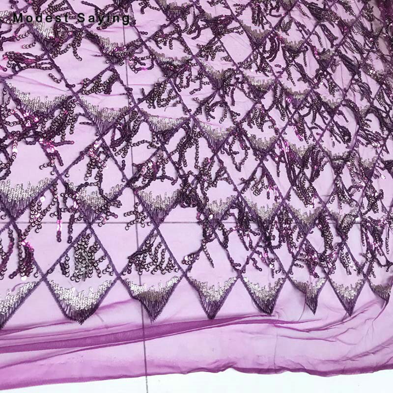 Rosa glitter broderade fjäll paljetter tofs tyg för aftonklänningar pyssel pärlor paljetter tyg paillett mesh dekoration