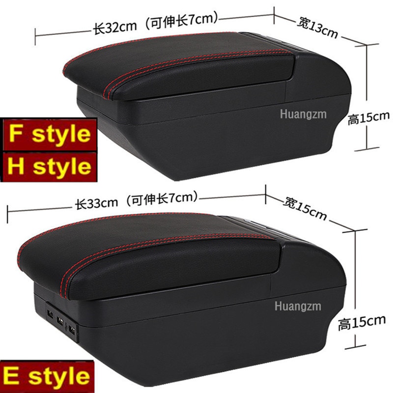 For Fiat 500 Armrest Box Central Store Content Storage Box with Cup Holder Ashtray USB Interface