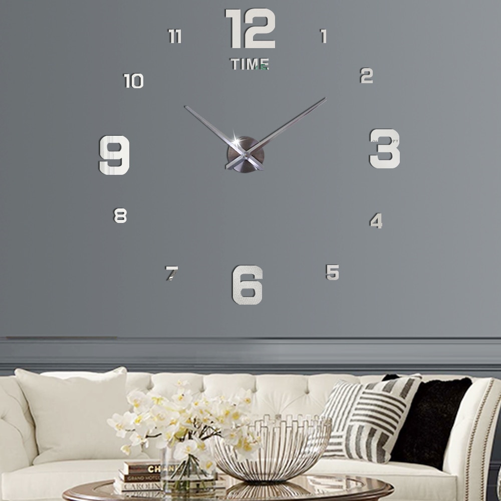47 zoll Wanduhr Moderne Quarz Uhren Uhren Spiegel Aufkleber Wohnzimmer Dekor 3D DIY Große Acryl Zauberstab uhr