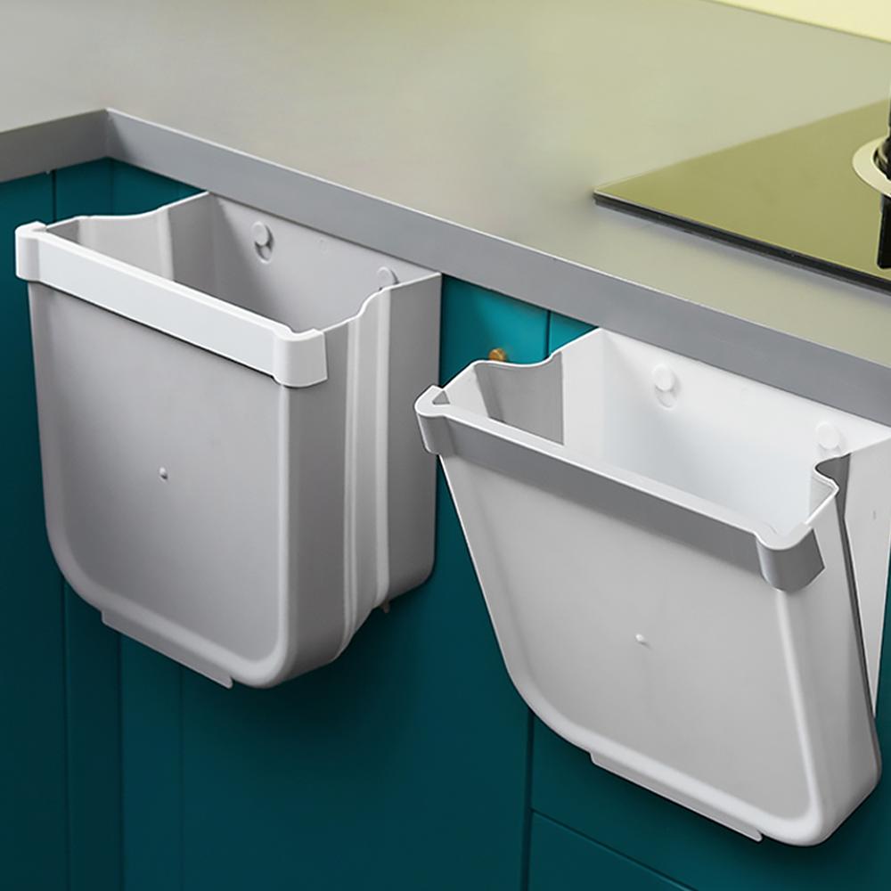 Cubo de basura plegable cubo basura colgar gratis perforar cubo de basura para cocina armario puerta cajón dormitorio residuos caja de almacenamiento