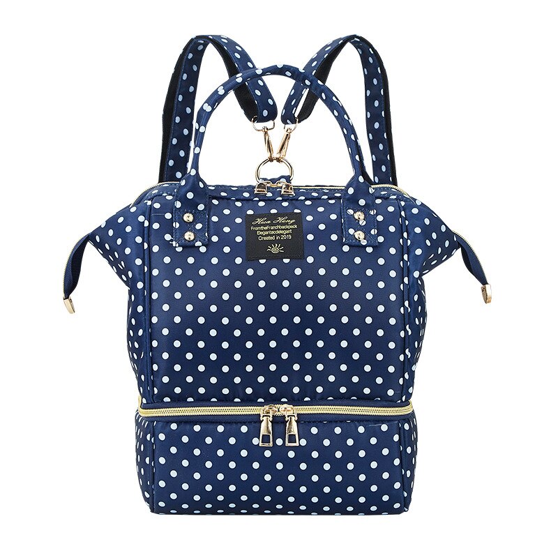 Luiertas mummie zwangerschapstas voor babyspullen kleine beer waterdichte kinderwagen organizer baby luier verschonen rugzak voor mama: Golfpunt -ti558a