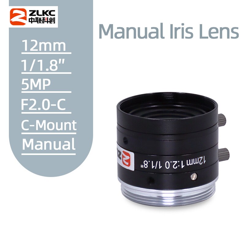 Fa Lens C-Mount 12Mm Diafragma F2.0 1/1.8 &quot;Beeldformaat Machine Vision Lens Surveillance Camera Manual Iris Cctv Lens 5.0Megapixel