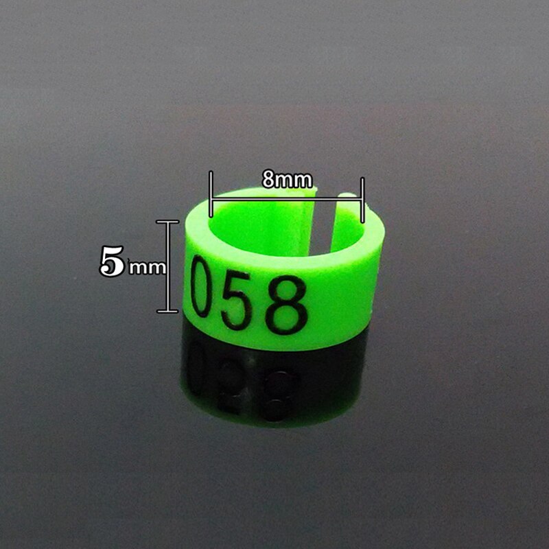 No.001 ~ 100 Vogels Voeten Clip Ringen Binnendiameter 8Mm Breedte 5Mm 100Pcs Plastic Ring Duif Duif kwartel Voet Ring Dier Carrier