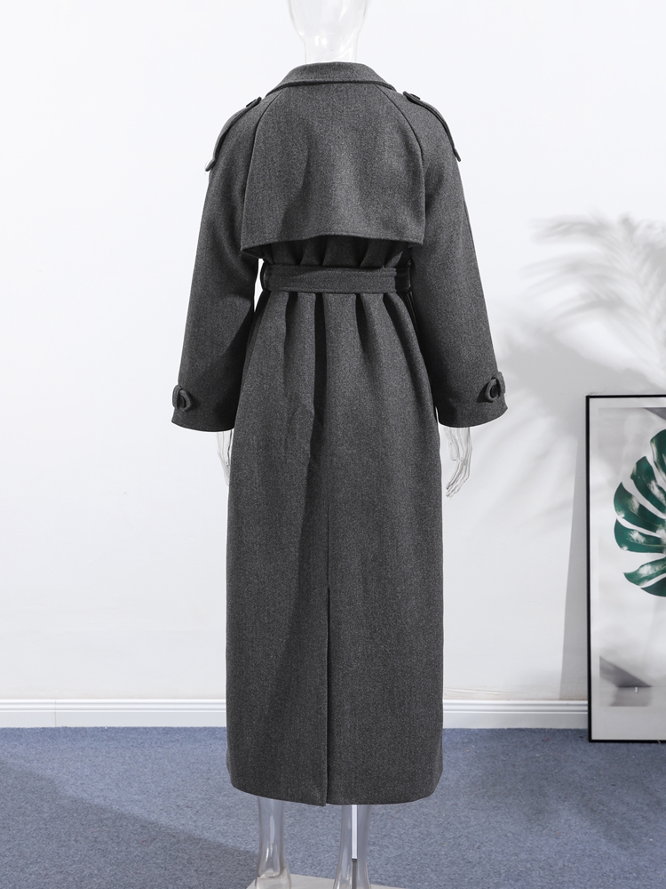 Damull långa kappor slag dubbelknäppta långärmade bruna överrockar höst vinter dam pendlingskläder ytterkläder