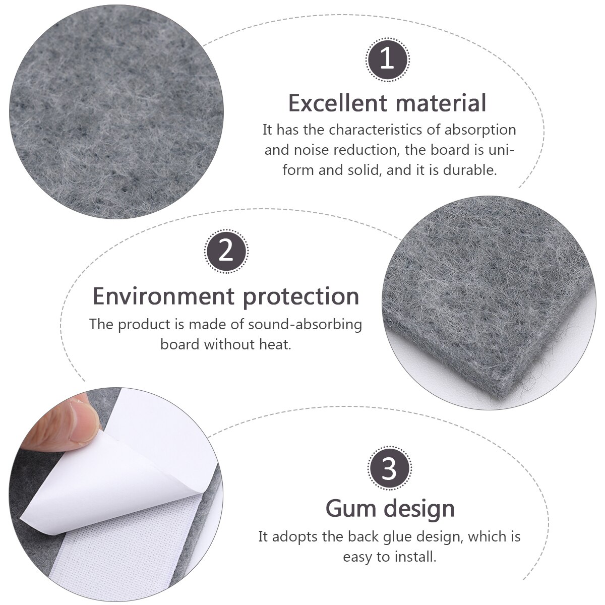 6Pcs Vilt Panel Dumboard Akoestische Absorptie Paneel Wanddecoratie (Grijs)