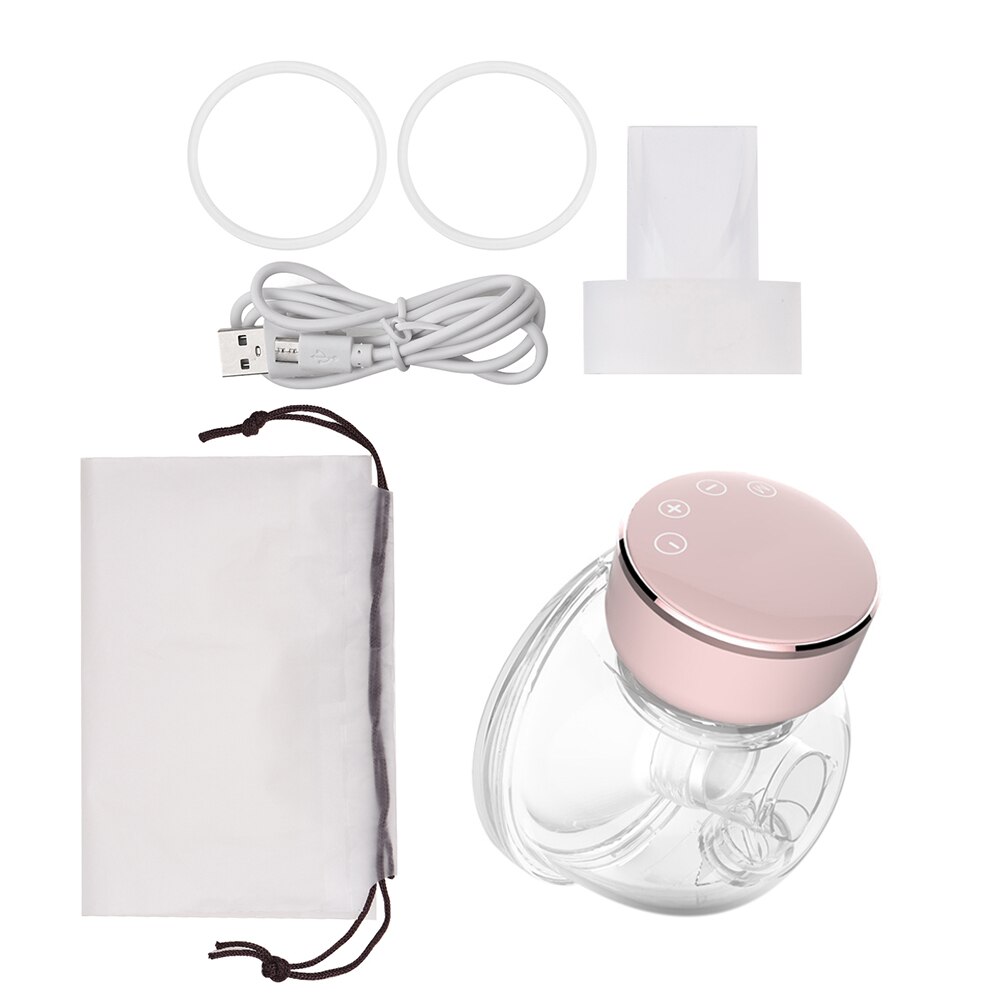 Portable Wearable Electric Breast Pump 24mm Silent Hands-free Milk Pump Milk Extractor Automatic Milker 3 Modes &amp; 9 Levels 180ML: Pink