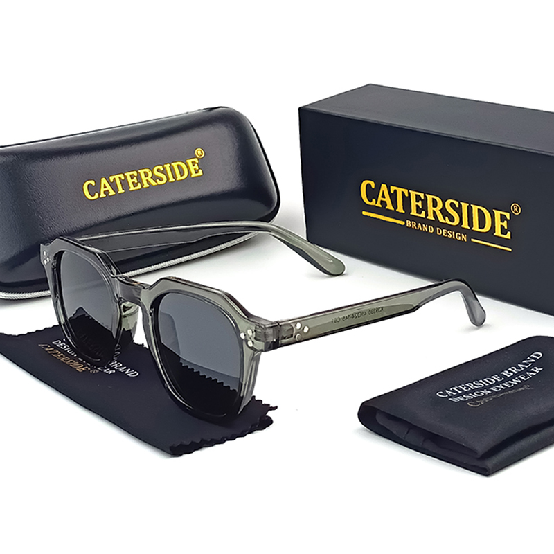 CATERSIDE gafas de sol polarizadas Retro para hombre, gafas de sol poligonales ultraligeras TR90 con montura UV400, gafas de viaje de para exteriores: Verde militar