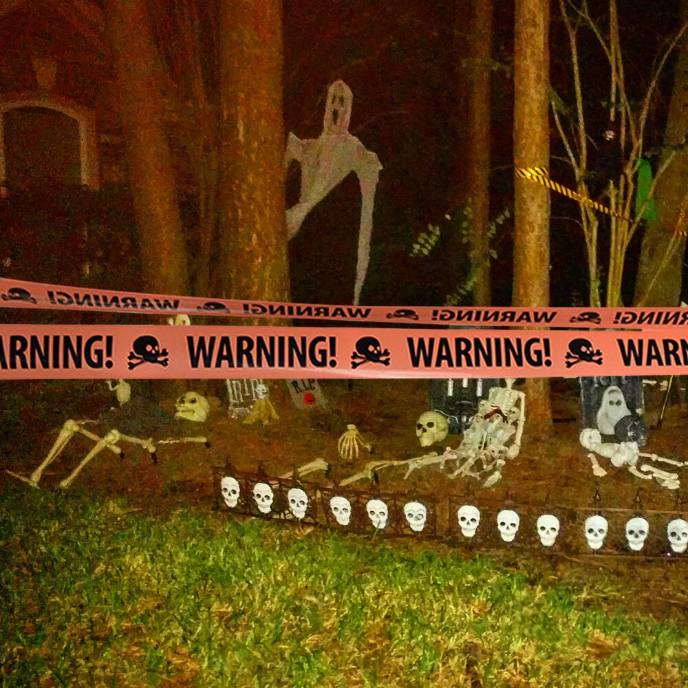 6 Meter Halloween Decoration Warning Tape Sign Halloween Props Window Props Danger Warning Line Indoor Outdoor Halloween Decora