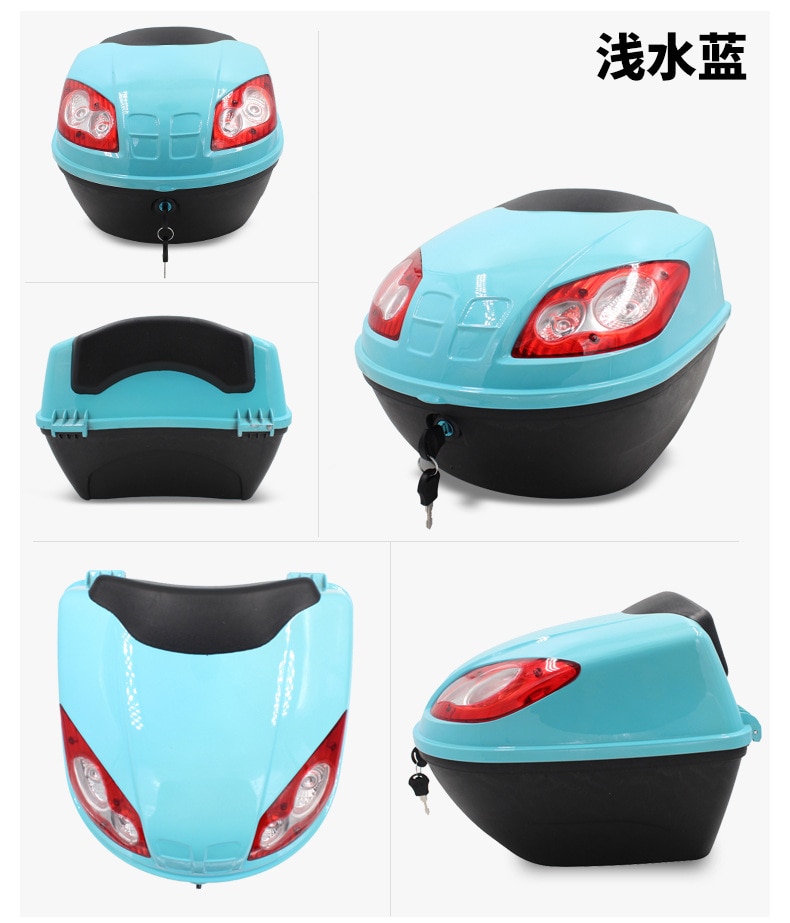 1PC Motorcycle Tailbox Top Lock Luggage Rack Dual Headlight Trunk Battery Car Trolley Storage Box Soft Back Quick Release System