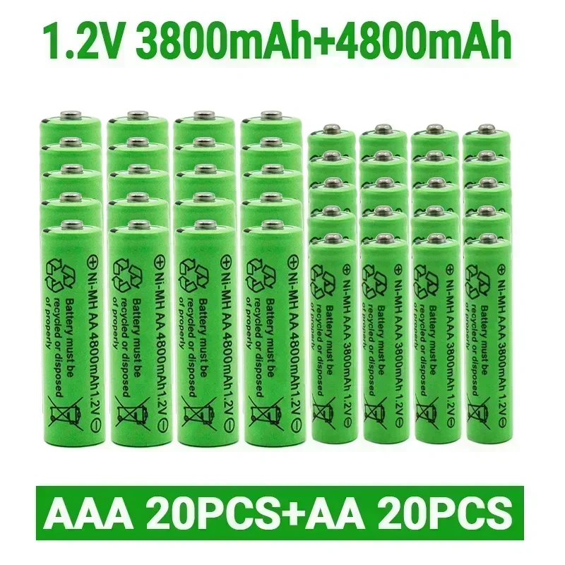 Batterie ricaricabili NI-MH da 1,2 V AA 4800 mAh + batteria ricaricabile NI-MH da 1,2 V AAA 3800 MAh