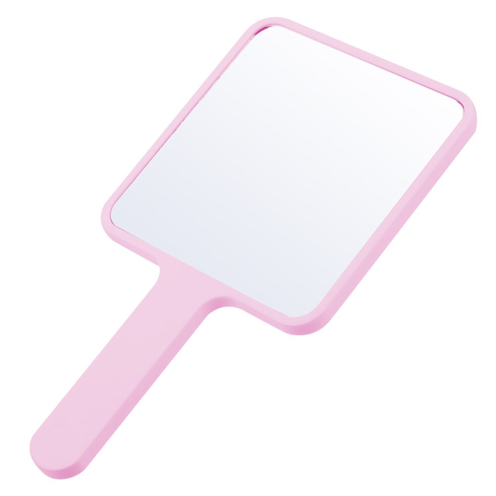 Handheld Makeup Mirror Cosmetic Mirror Portable Girls Mirror with Handle: Pink
