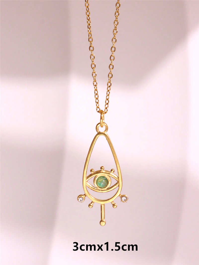 HangZhi Koreaanse Vintage Waterdruppel Ster Ronde Beer Ovale Hanger Ketting Geometrische Gouden Kleur Titanium Stalen Sieraden