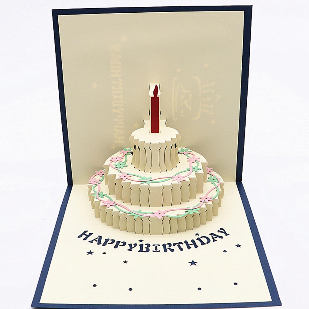 Happy Birthday Lover Anniversary Invitations Cake 3D Greeting Card Postcard