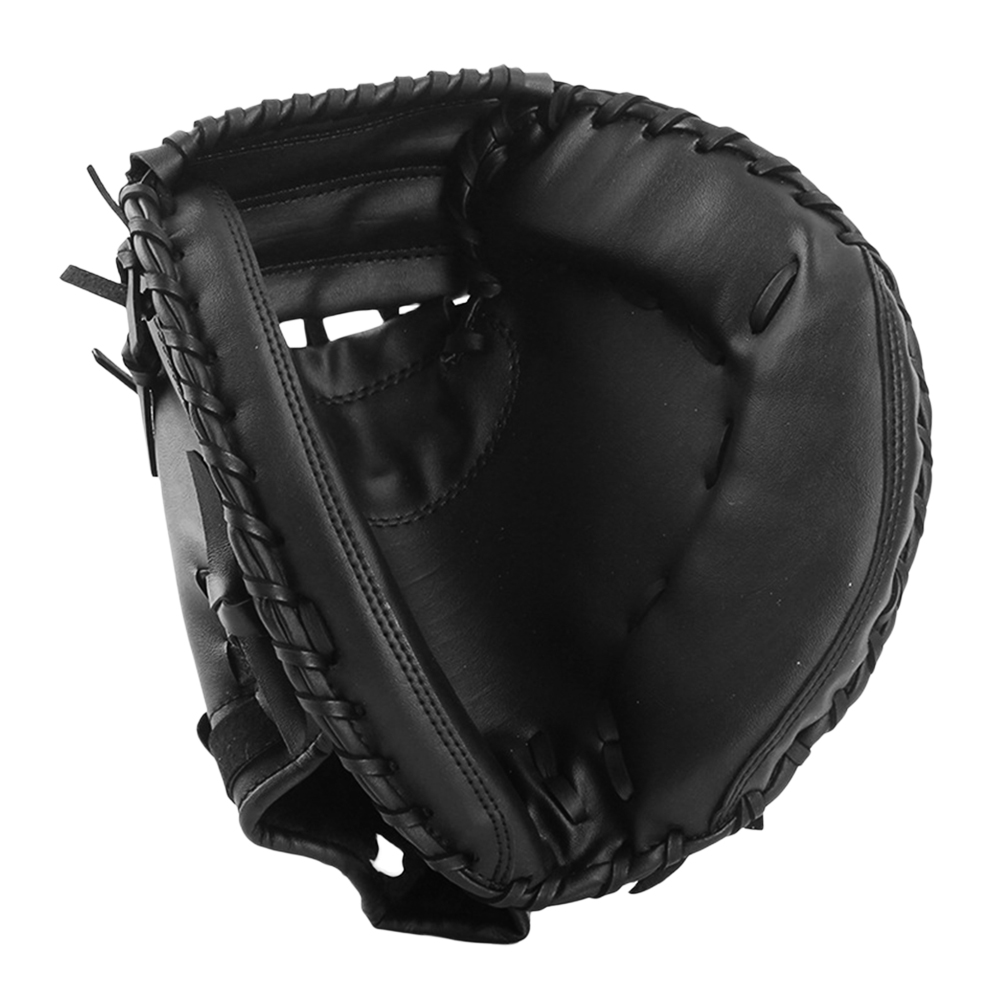 Honkbalhandschoen PU-leer Honkbal Softbal Catcher Dikker softbalhandschoen Slijtvaste Catcher Mitt voor jeugdvolwassenen Oefenen: zwart