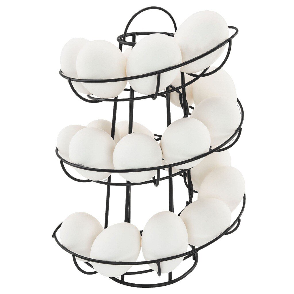 Dispensador en espiral moderno de lujo, estante de alambre cromado, organizador de almacenamiento de huevos de pollo, soporte de exhibición, cesta, n. ° 40