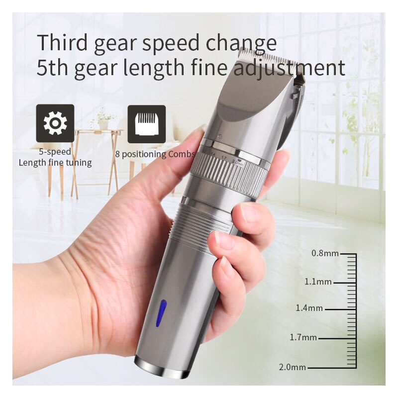 Electric Hair Clipper Ceramic Blade Cordless Convenient USB interface Rechargeable Hair Trimmer for man