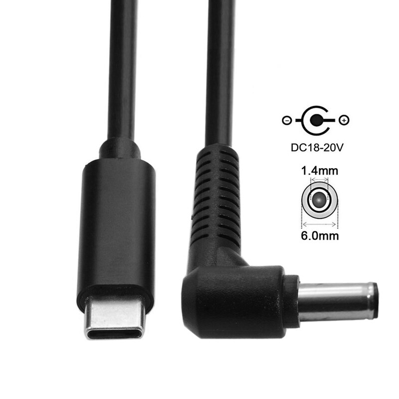 Entrada de USB-C tipo C al rectángulo 6,0x1,4mm Cable de carga PD para ordenador portátil