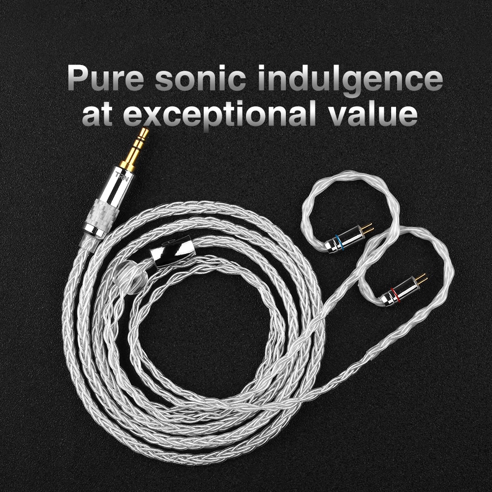 Trn  t3 8- kärnig rent silverkabel 2.5/3.5mm med mmcx /2- polig kontakt uppgraderad kabel hörlurskabel för trn  v90 v80 v10 ba5 st1