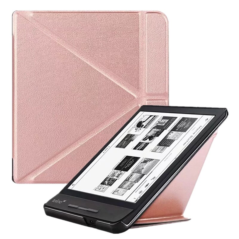 Case Voor Alle 7 "Kobo Libra H2O Ebooks Pu Lederen Multi-Angle Stand Cover Voor tolino Vision 5 Auto Sleep/Wake + Stylus: Rose gold