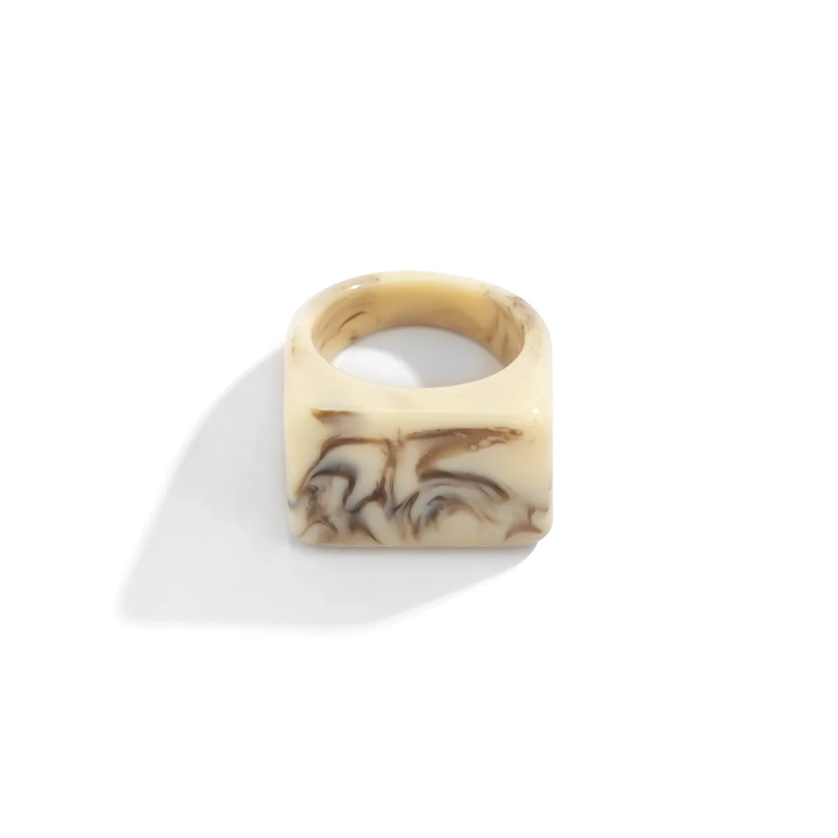 Anillo de plástico geométrico cuadrado grande y atrevido para mujer, anillos de dedo Knukle para mujer, anillo grueso de acrílico de colores sólidos simples, de joyería para niñas: Blanco