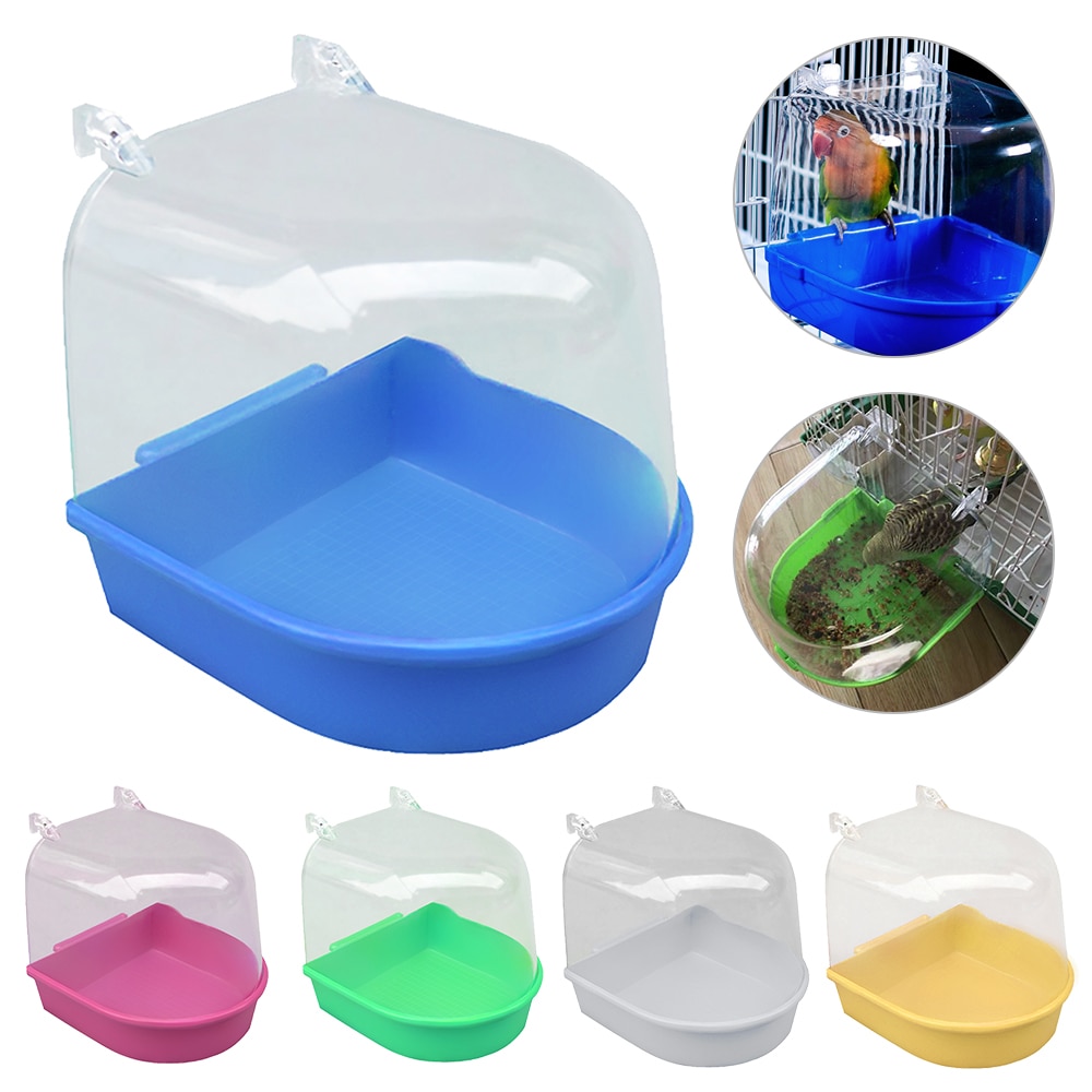 Bañera de agua para periquitos y mascotas jaula de loros pájaros accesorio colgante cuenco de pájaros Baño de pájaros para mascotas jaula colgante bañera ducha pájaro