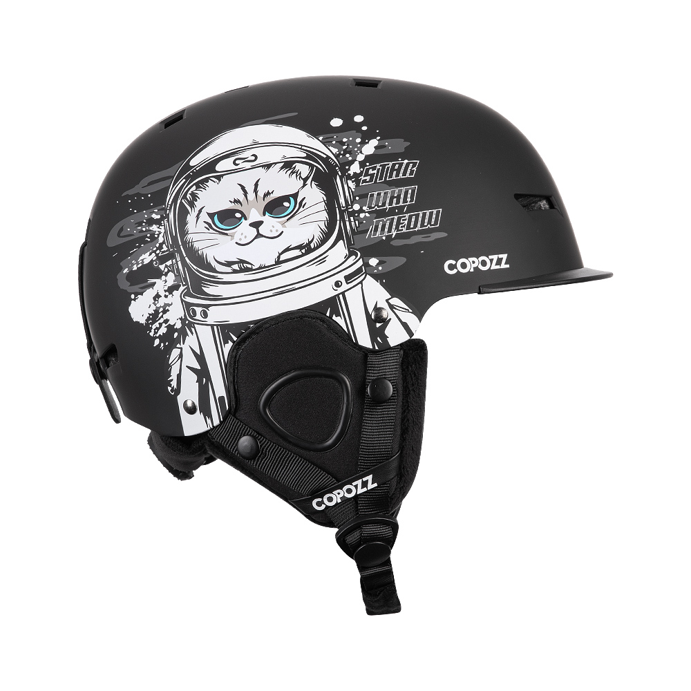 COPOZZ casco de esquí dibujos animados medio cubierto casco de seguridad antiimpacto ciclismo esquí Snowboard casco deportivo para adultos y niños
