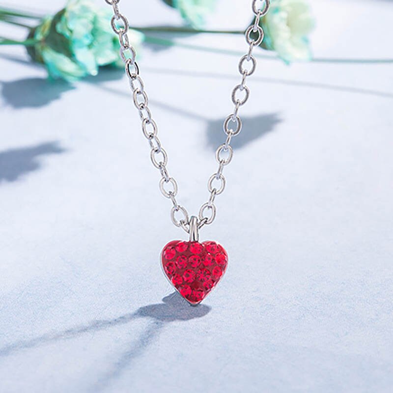 Cellacity romantische 925 halskette mit rotem herzanhänger für damen, schlichte schlüsselbeinkette zum #39