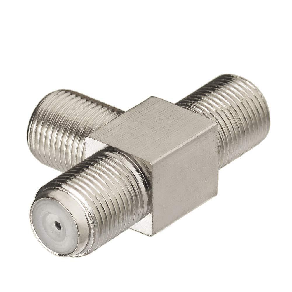 Adaptador Coaxial hembra F a doble F hembra tipo T conector divisor de 3 vías en forma de T para antena de vídeo de TV