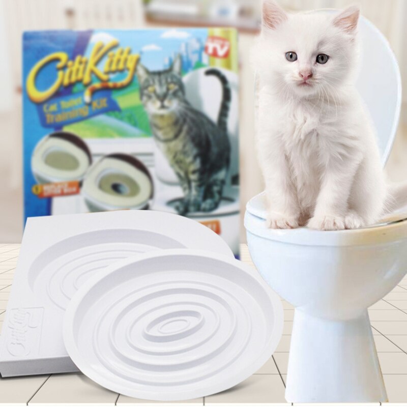 Cat Toilet Training Kit, Step by Step Kitten Pet Toilet Training System, Litter Tray Mat, Kitty Urinal Seat Toilet Trainer