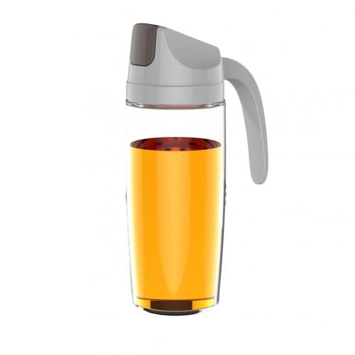 Køkken lækagesikker olivenolie eddike dispenser flaske automatisk låg opbevaring krukke: Grå 600ml