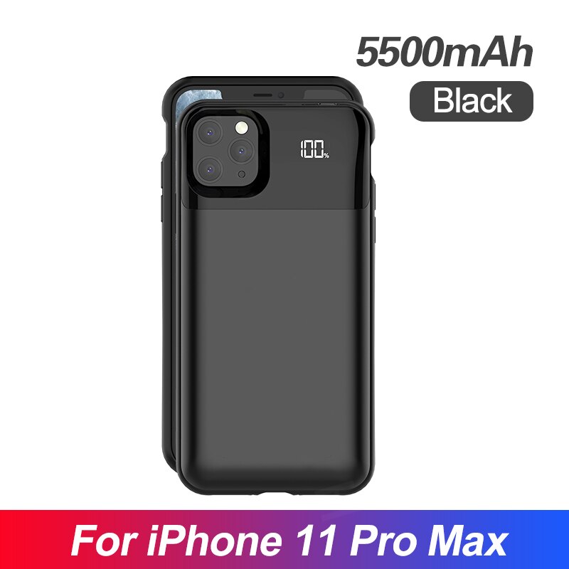 Battery Charger Case For iPhone 11 Case for iPhone 5S SE 6 6S 7 8 Plus X XR XS MAX Pro Portable Power Bank Charger: LED For 11pro max