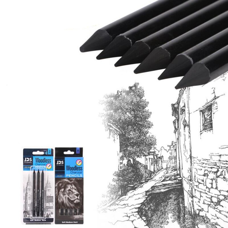 Woodless Pencil Set Black Woodless Graphite Drawing Sketching Painting Tools for Artist Art Stationery