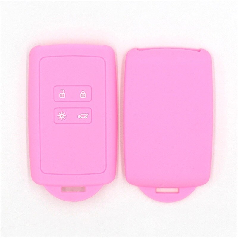 1pcs Silicone rubber car key case cover for Renault KOLEOS Kadjar Arkana for samsung QM5 4 button card smart key shell set: Pink