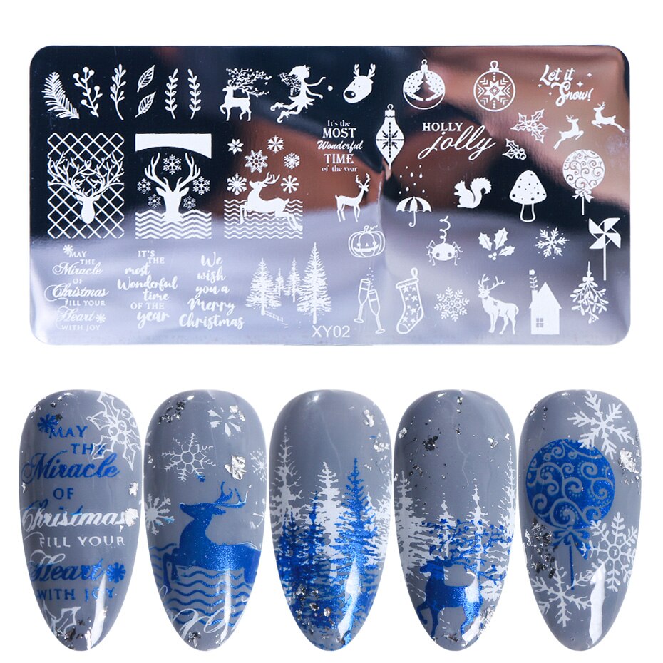1 Uds. De placas de estampación de uñas, sellos de flores de Navidad, Animal Nail Art, estampado de imágenes, plantilla de Manicura, , plantilla para impresión JIXY01-08