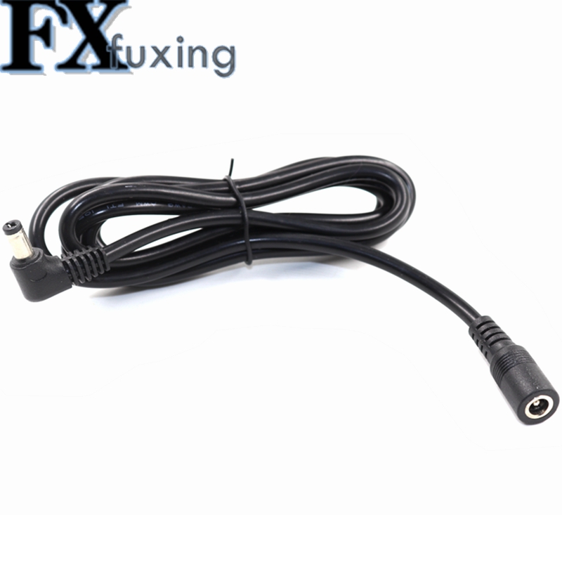 Dc 1 m 5 strømstik kabel 5.5*2.1mm han 90 grader ret vinkel  to 5.5 x 2.1mm hun adapter forlængerledning til cctv kamera