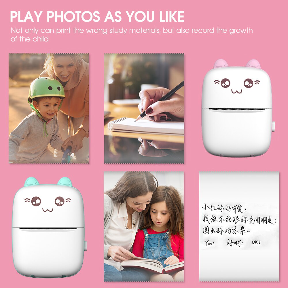 SPASH Portable Thermal Printer Mini Wireless Bluetooth Instant Print Camera Student Wrong Question Printer with Printer Paper