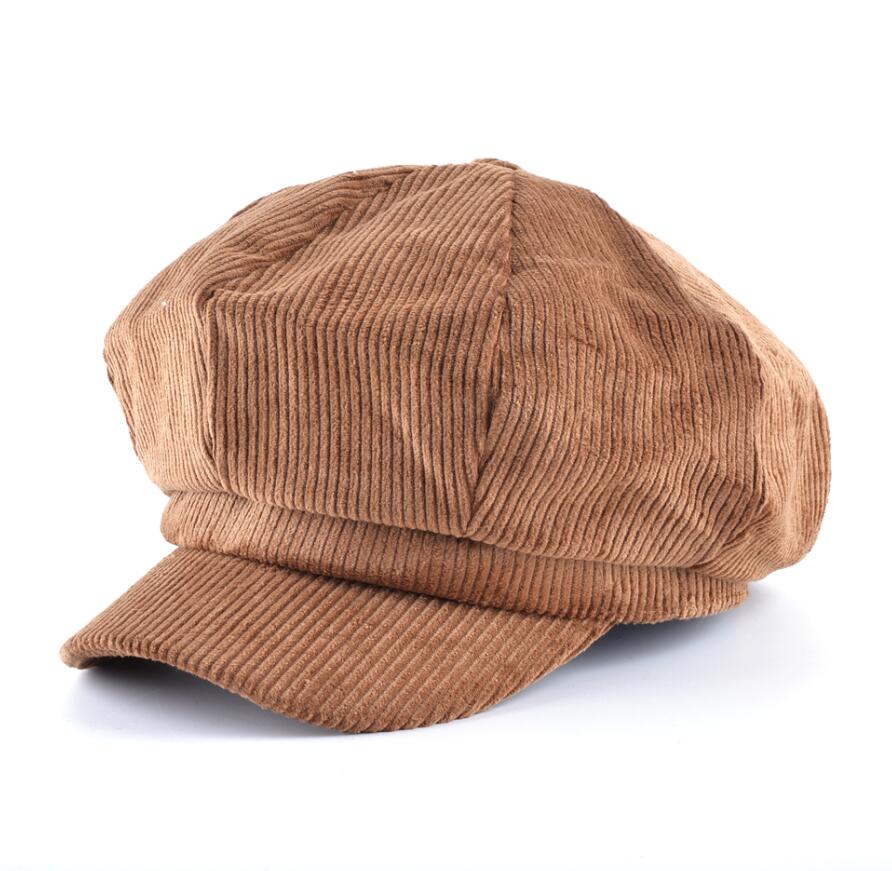 Tqmsmy unisex ottekantet hat mænd efterår corduroy stof gorras planas mænds newsboy cap kvinder ensfarvet hatte til mænd baretter: Gul