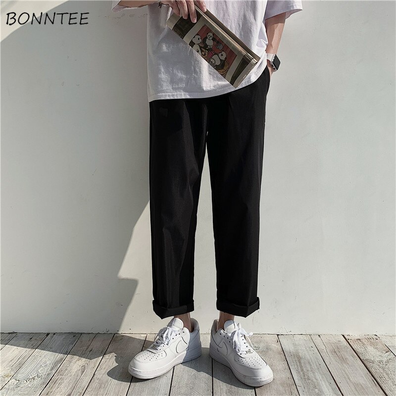 Herrebukser Løse - Ankel Længde - Elastisk Talje - Polyester & Bomuld - Sommer
