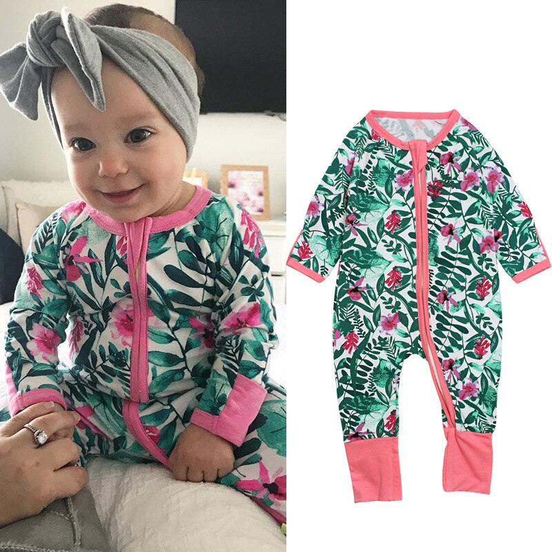 Baby Meisje Jongens Kleding Kids Froral Lange Mouw Romper Dubbele Rits Overalls Kleding Baby Kids Katoen Herfst en Winter Stijlen