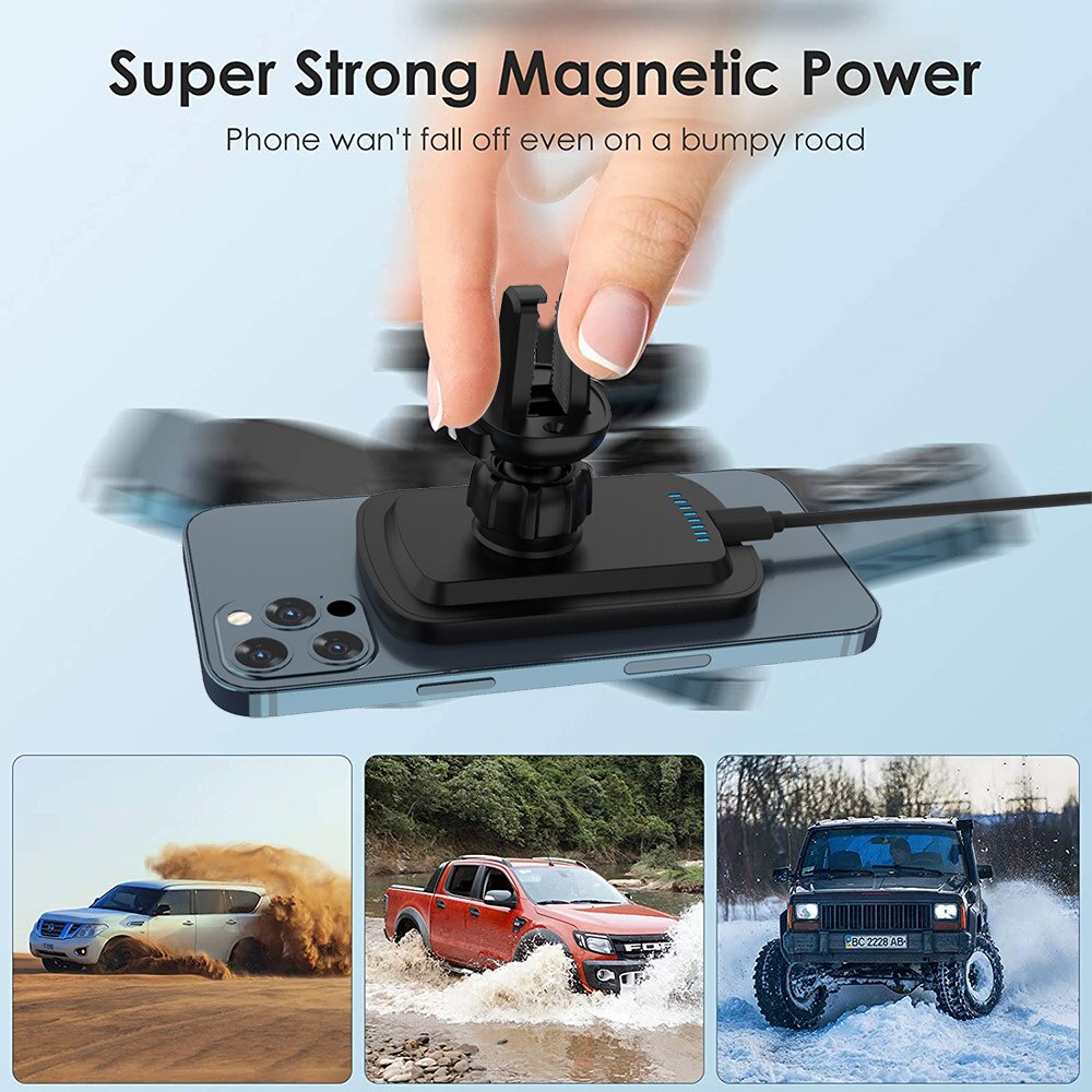 FDGAO 15W Magnetic Wireless Car Charger - For iPhone 12 Series - Air Vent Mount - Qi Fast Charging Stand